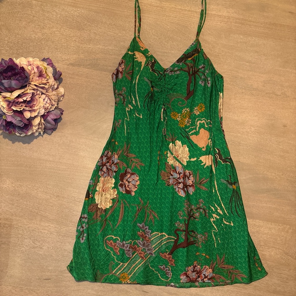 Zara Green Floral Dress with Straps
